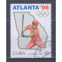 [638] Куба 1995. Спорт.Летние Олимпийские игры.Бейсбол. Гашеная марка.
