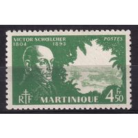 38.FrK. Франция. Колонии. Мартиника. Виктор Шельхер. 1945 г. 4,5 Fr. Mi.#221.