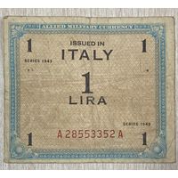 Банкнота 1 лира  1943 год. Италия. Оккупация союзниками.