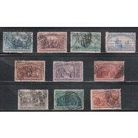 США-1893, (Скотт.230-239), гаш. , Колумб, Флот, 10 марок