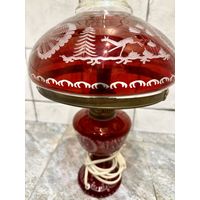 Лампа Винтаж Германия цветное стекло ручная резка.