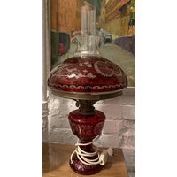 Лампа Винтаж Германия цветное стекло ручная резка.