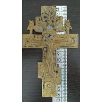 Крест Распятие с Херувимами, двухцветная Эмаль, 19 век! С рубля без мнц!