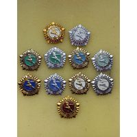 Комплект значков ГТО образца 1972г. полный, 11шт, одно клеймо. н2