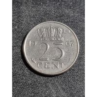 Нидерланды 25 центов 1967
