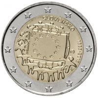 Словакия 2 евро, 2015 30 лет флагу Европейского союза UNC