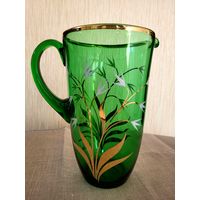 Кувшин для воды,  Богемское цветное стекло.