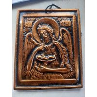 Икона литая силумин тяжелый СССР Архангел с младенцем