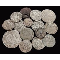 15 МОНЕТ ВКЛ И РЕЧИ ПОСПОЛИТОЙ (СЕРЕБРО:6 ГРОШЕЙ 1678 г. ЯН III СОБЕССКИЙ; 6 ГРОШЕЙ 1667 ЯН II КАЗИМИР; ПОЛУГРОШ БЕЗ ДАТЫ ЯН I ОЛЬБРАХТ; ПОЛУГРОШ 1515 г. ЖИГИМОНТ СТАРЫЙ и др.)