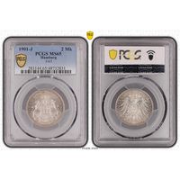 Германия.Гамбург. 2 марки 1901 J. слаб PCGS MS65