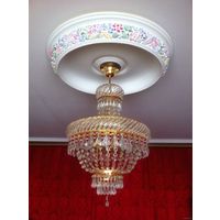 - ЛЮСТРА Хрустальная Чехия + КУПОЛ с цветным барельефом полиуретан