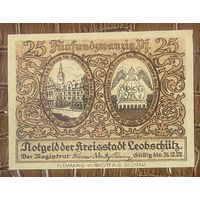 Нотгельд 25 пфеннигов 1922 год. Леобшютц. Веймарская республика