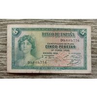 Werty71 Испания 5 песет 1935 банкнота