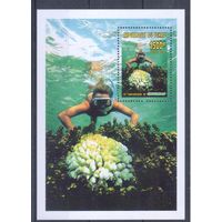 [1865] Чад 1996. Морская фауна.Кораллы. БЛОК MNH. Кат.9,5 е.