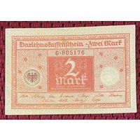 Банкнота 2 марки 1920 год. Веймарская республика С рубля без МЦ.