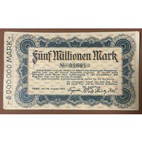 Банкнота 5 миллионов марок 1923 год. Биркенфельд. Веймарская республика