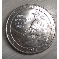 25 центов США, квотер национальный парк CUMBERLAND GAP, 2016, P