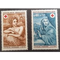 Франция. 1969г. Mi1692-93**. В пользу красного креста. Художник Николя Миньяр. " Лето", "Зима".