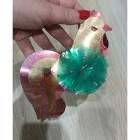 Елочная игрушка петух, петушок. Мишура. Сделано в СССР