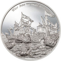 Габон 3000 франков 2025г. "В войне нет победителя – Время летит". Монета в капсуле; подарочном футляре; номерной сертификат; коробка. СЕРЕБРО 155,50гр.(5 oz)..