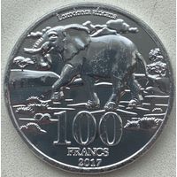 Катанга 100 франков 2017 г. Слон