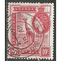 Кения Уганда и Танганьика. Королева Елизавета II. Жираф. 1954г. Mi#93.