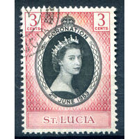 Британские колонии - Сент-Люсия - 1953г. - коронация королевы Елизаветы II - 1 марка - полная серия, гашёная [Mi 145]. #2-Bc-58-A-1