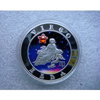 100 драм 2008. Армения. Знаки Зодиака. Дева. Серебро 925, циркон.