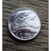 Werty71 Сан-Марино 50 лир 1975 год Любовь у животных косяк рыб