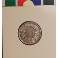 Швейцария 20 раппенов 2008 в холдере
