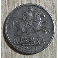 Монета Испания 10 сентимо 1941 год. С рубля без МЦ.