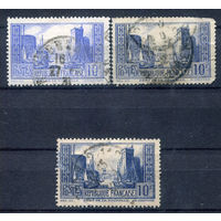 Франция - 1929/31г. - порт, I-III тип - 3 марки - гашёные с повреждениями [Mi 241 I-III]. #2-Fr-63-KB-1