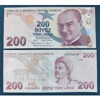 Турция, 200 лир 2009 г., P-227g (J, президент Мустафа Ататюрк, поэт Юнус Эмре), UNC