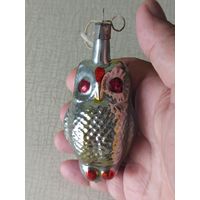 Ёлочная игрушка "СОВА или ФИЛИН", подвес, стекло. (СССР).