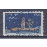 [865] Французские колонии. Французское Сомали 1947. Мечеть.20 ф. Гашеная марка.