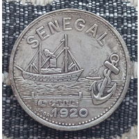Сенегал. Дакар. 25 центов 1920 года. Корабль. Якорь. Предложи свою цену или обмен!