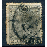 Испания (Королевство) - 1879г. - король Альфонсо XII, 2 с - 1 марка - гашёная [Mi 176]. #1-Sp-21-A-1