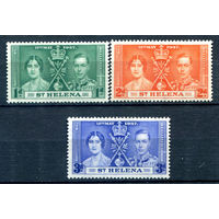 Британские колонии - остров Св. Елены - 1937г. - коронация короля Георга VI и королевы Елизаветы - 3 марки - полная серия, MLH [Mi 94-96]. #2-Bc-58-A-1
