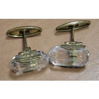 Запонки СССР. Горный хрусталь.