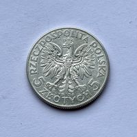 Монета СЕРЕБРО Польша 5 злотых 1934 год Ядвига ОТЛИЧНЫЕ