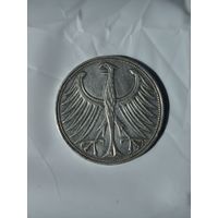 Монета 5 марок (deutsche mark) 1951 года D