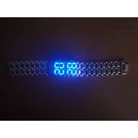 LED watch, светодиодные часы-браслет, Iron Samurai silver, синяя индикация. Торг есть.
