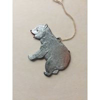 Редкая Елочная игрушка Мишка, пластик