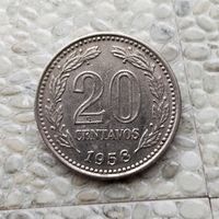 20 сентаво 1958 года Аргентина. Песо аргентинское. Монета пореже!
