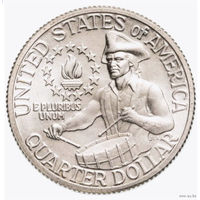 США 25 центов 1976 года, S. 1/4 доллара. Квотер. 'Барабанщик' 200 лет независимости США. Джон Дэвид Вашингтон. Серебро! В холдере! Предложи свою цену или обмен!