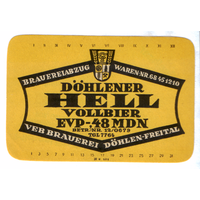 Этикетка пива Dohlener Hell Германия П763