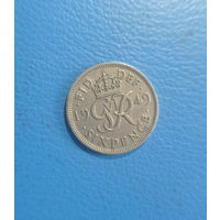 Великобритания 6 пенсов 1949 год король Георг VI без IND: IMP: