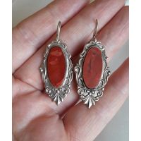 Серьги камень Красная яшма.