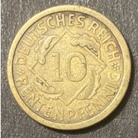 Монета 10 пфеннигов 1924 год. Веймарская республика .
