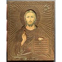 Маленькая иконка с металлическим окладом. 10х8 см